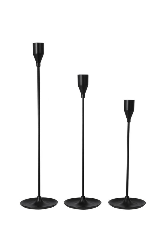 Black Slim Candle Holder Set (3 pcs)