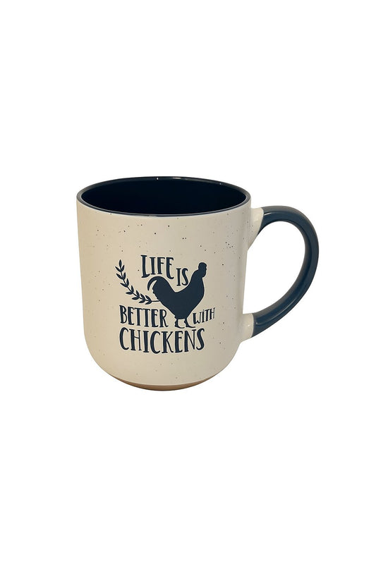 Farmhouse Porcelain Mug – “Life Is Better with Chickens” (1 Piece)