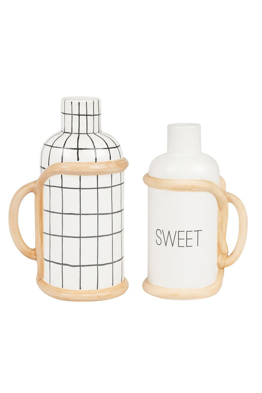 Vase Set with Wooden Handle – Grid & Sweet