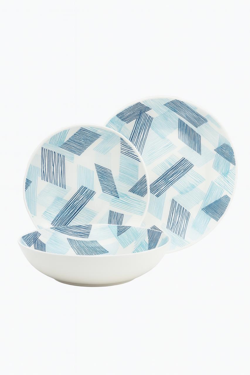 Breeze Dinnerware Set – Blue & White Pattern
