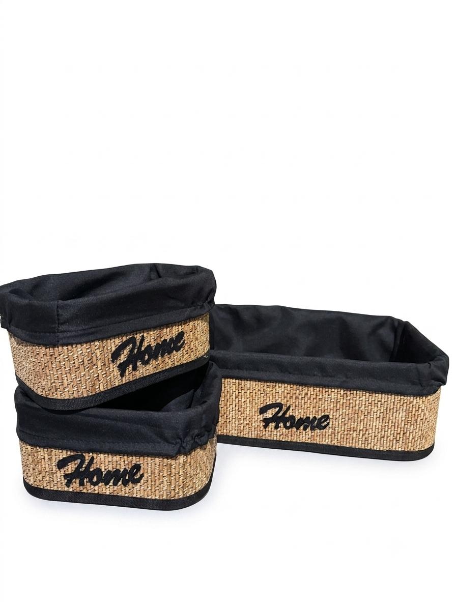 Woven Fabric Storage Basket Set of 3