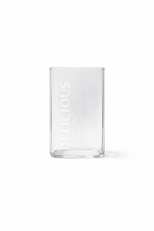Clear Glass Tumbler with Typography Detail