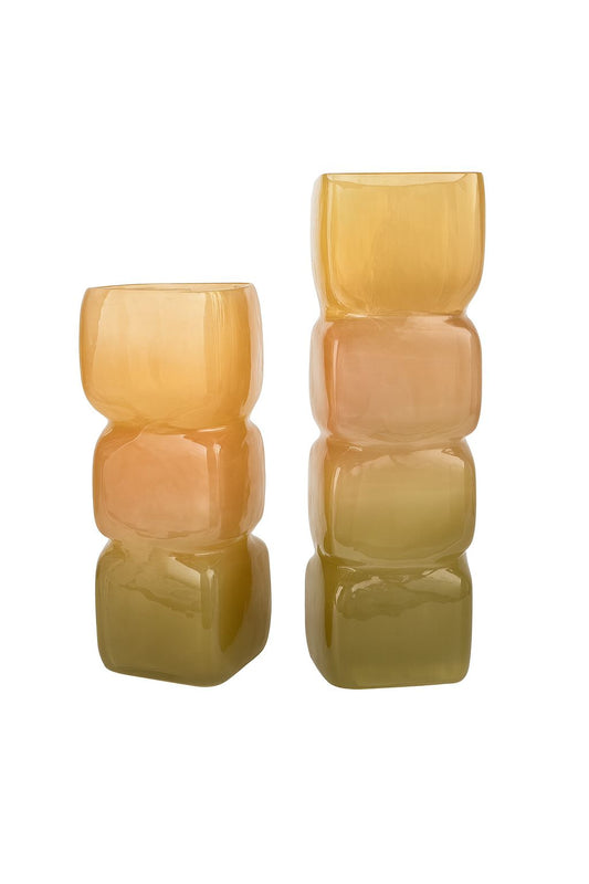 Amber Gradient Stacked Vases (Set of 2)