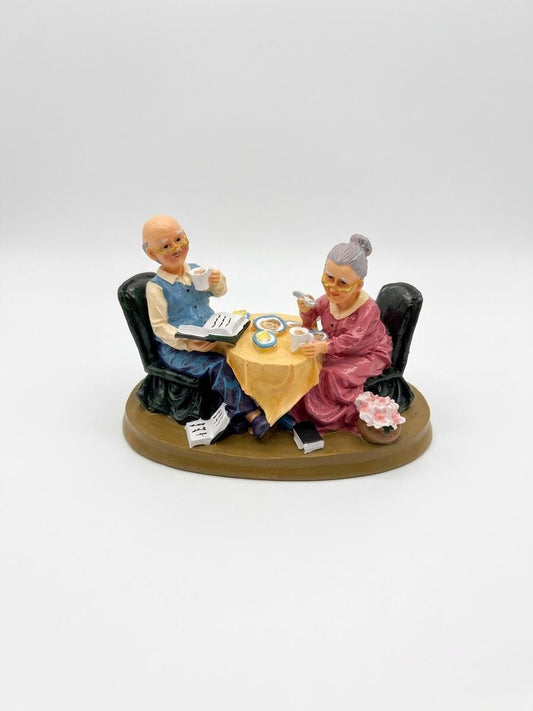 Elderly Couple Tea Time Figurine