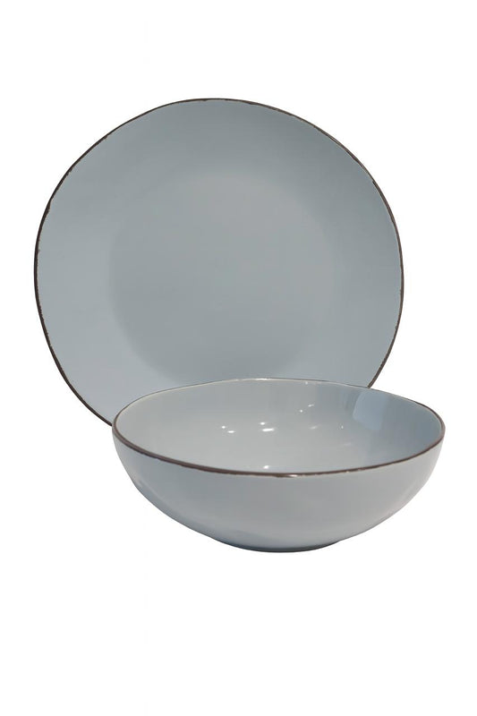 Stone Grey Rimmed Dinnerware Set – Minimalist Elegance
