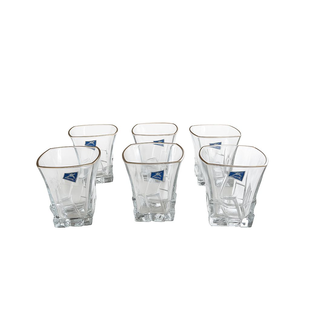 Gold-Rimmed Crystal Glasses – Set of 6