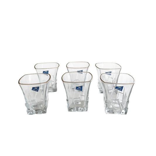 Gold-Rimmed Crystal Glasses – Set of 6