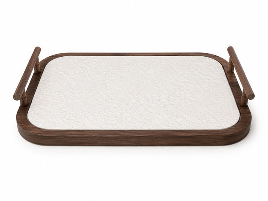 Wood & Marble Serving Tray with Handles