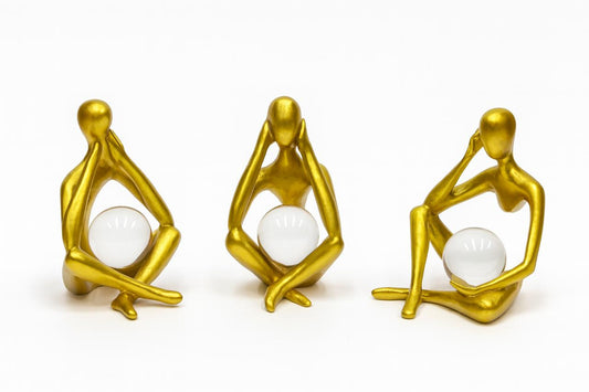 Golden Abstract Thinker Figurines (Set of 3)