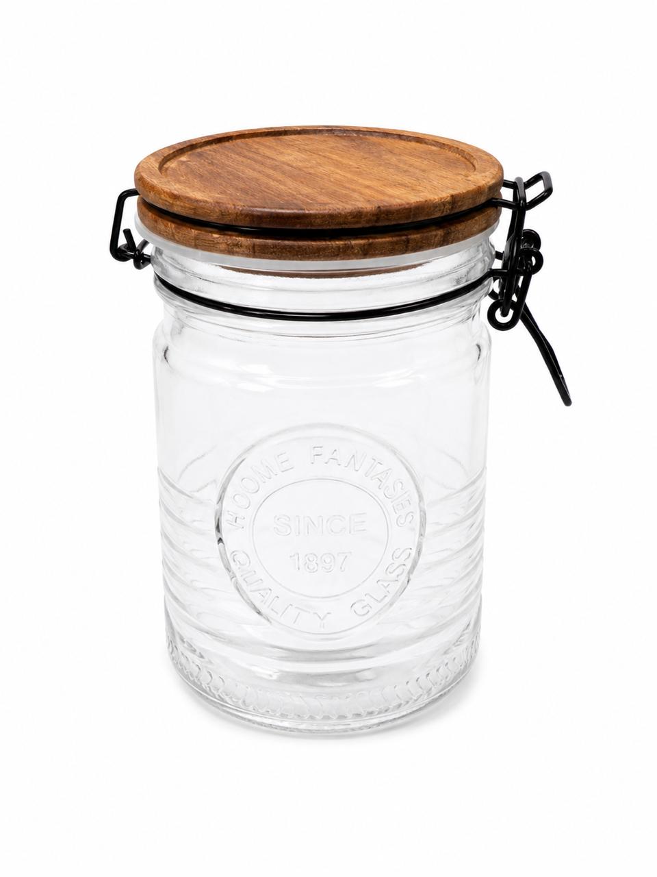 Vintage Glass Storage Jar with Wooden Lid (750ML)