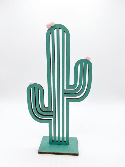 Decorative Cactus Wooden Sculpture