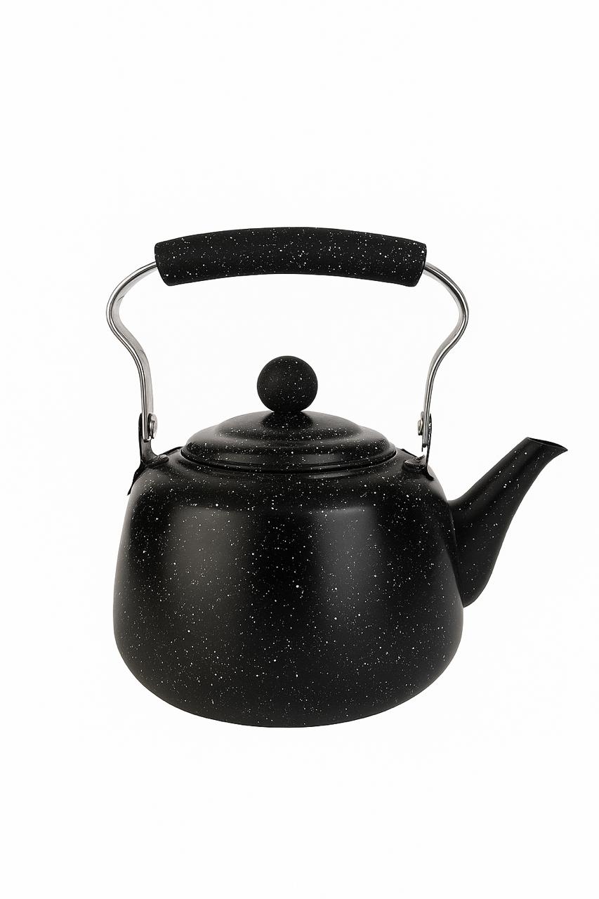 Granite Look Black Teapot with Soft Grip Handle