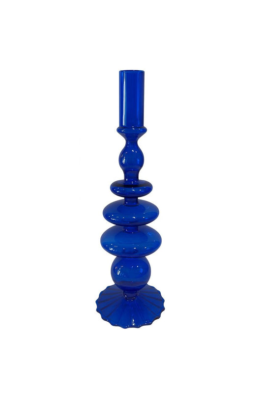 Blue Glass Candle Holder
