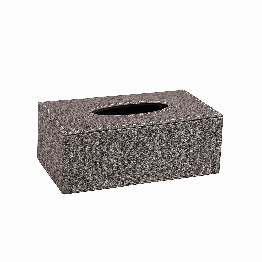 Textured Gray Tissue Box Cover – Modern Minimalist Design