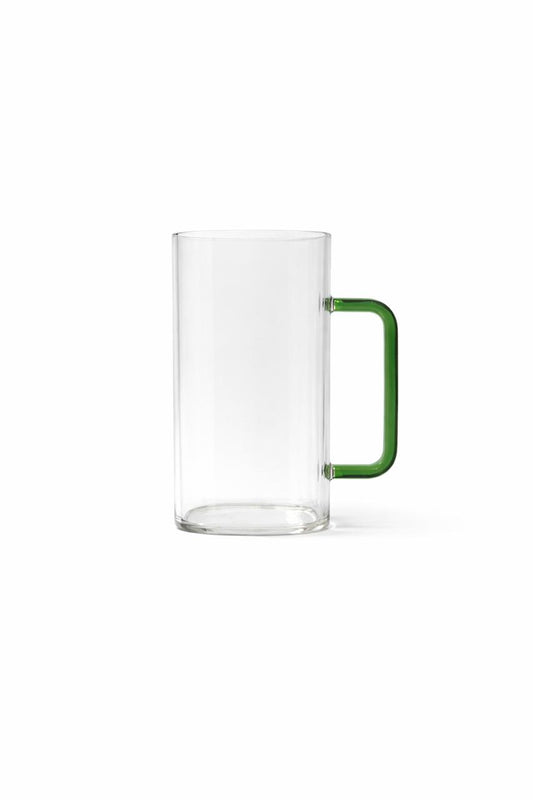 Clear Glass Mug with Green Handle