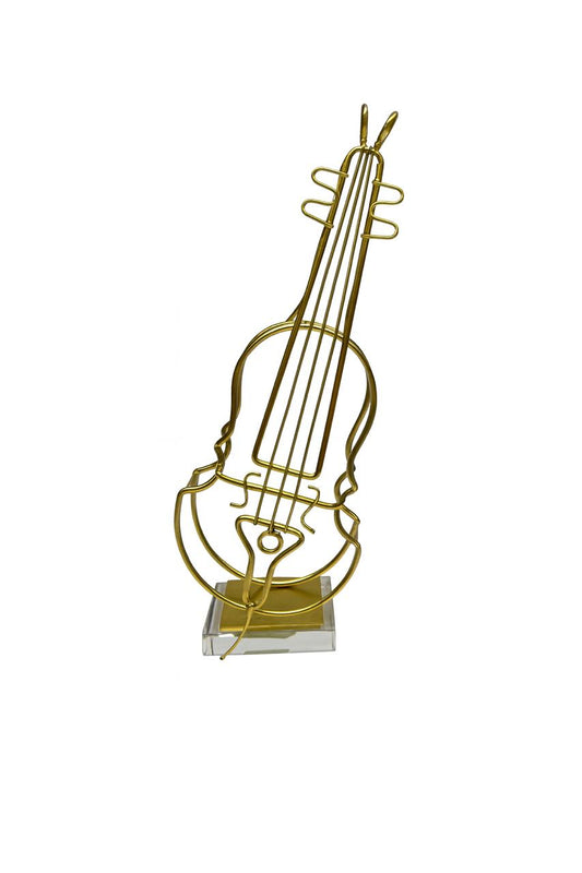 Golden Wire Violin Sculpture