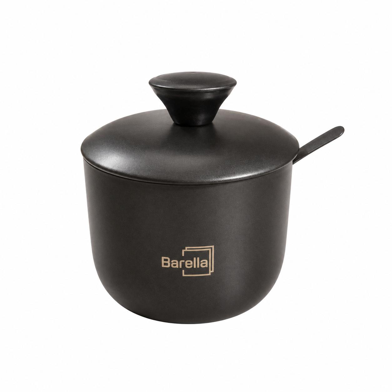 Matte Black Sugar Bowl with Lid & Spoon