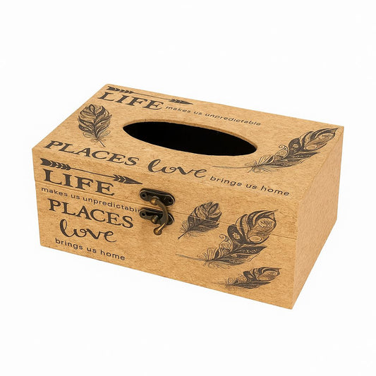 Rustic Quote Tissue Box – “Life, Places & Love” Design