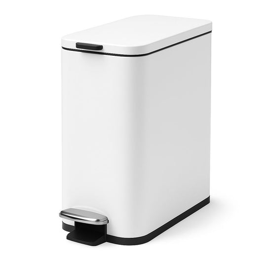 Slim White Pedal Bin – 10L