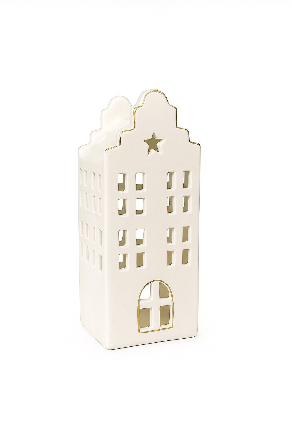 Ceramic House Lantern with Star Cutout