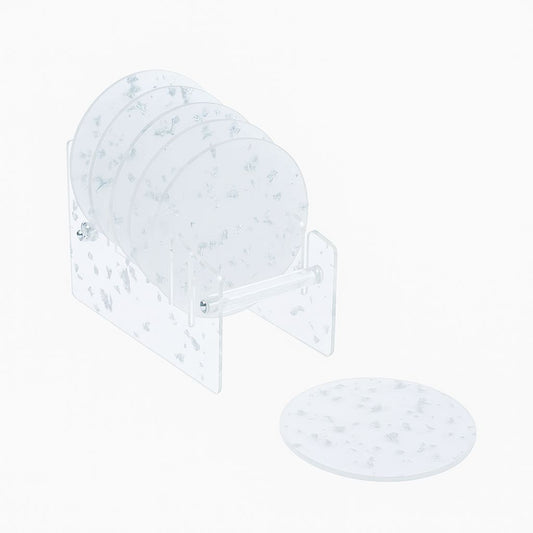 Resin Coaster Set with Silver Flakes – 6 Pieces