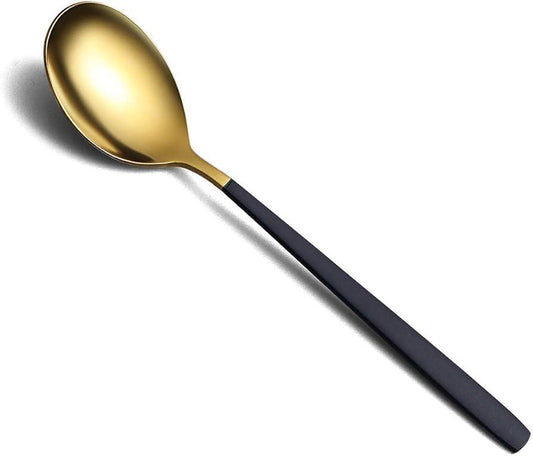 Black & Gold Dinner Spoon – Modern Luxe Cutlery - 6 pcs