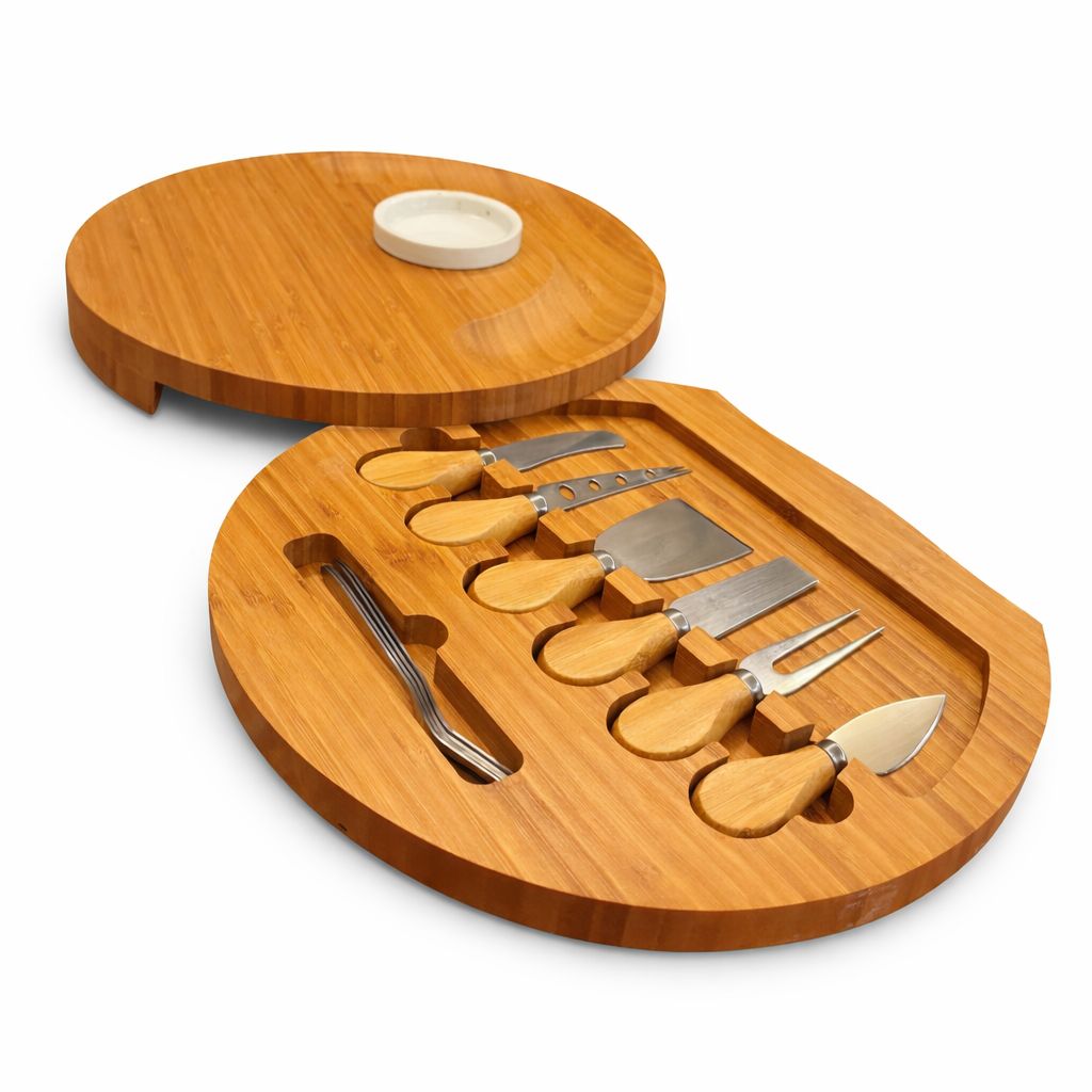 Round Cheese & Charcuterie Board Set with Hidden Serving Tools