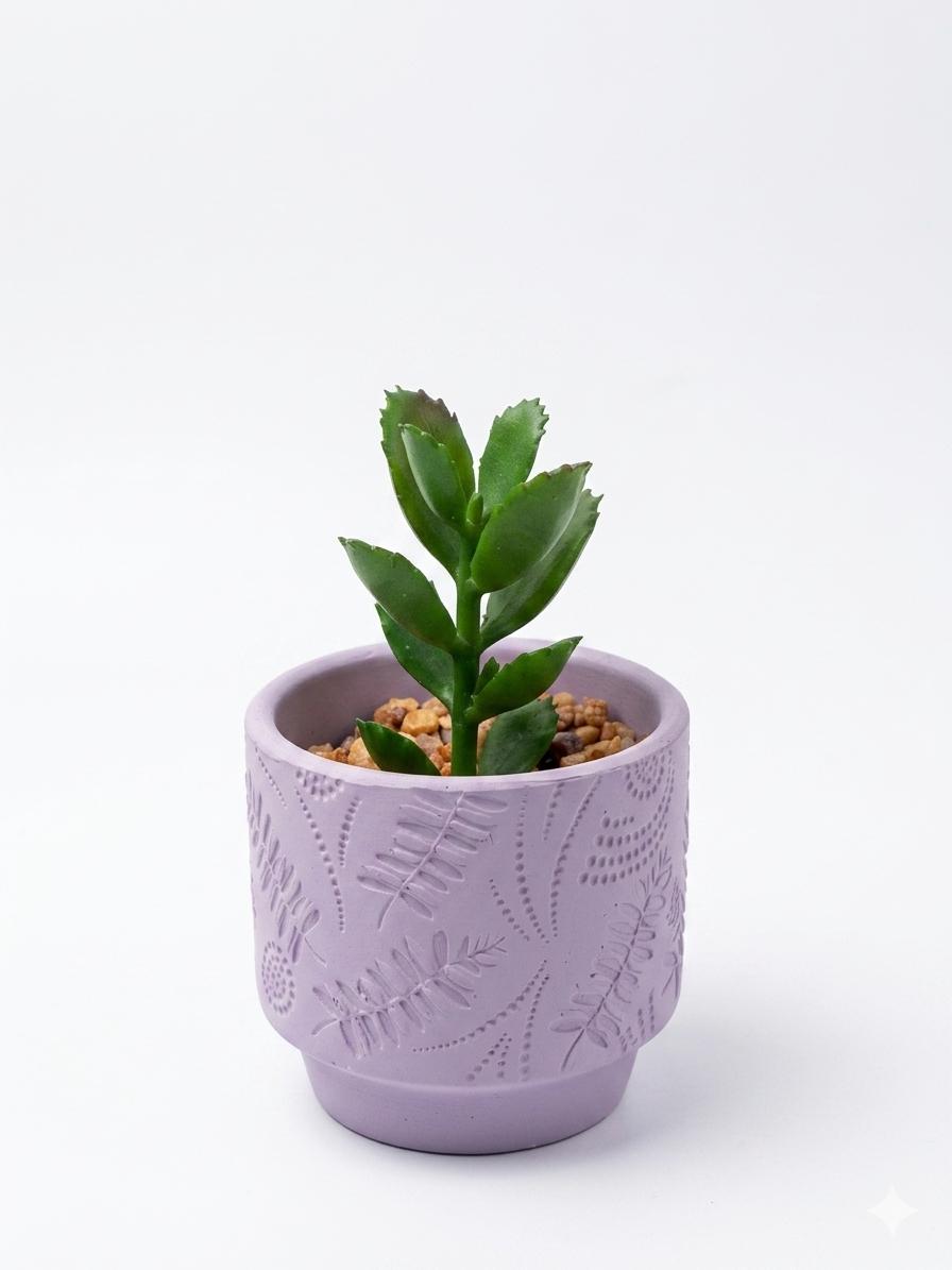 Artificial Succulent Plant in Embossed Lavender Pot