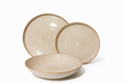 Stoneware Dinnerware Set – Natural Beige (18 Pieces)