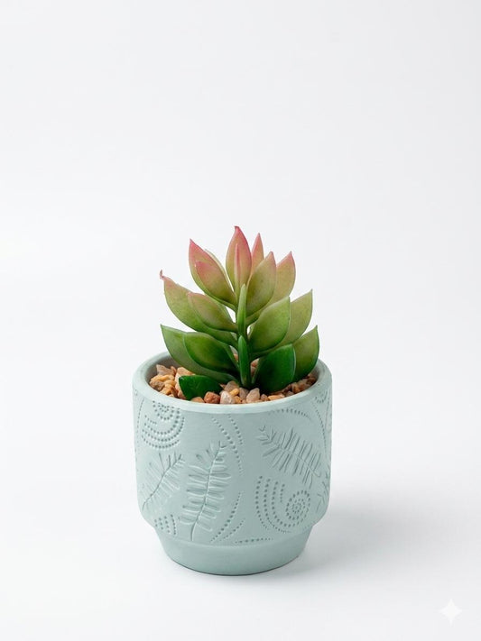 Artificial Succulent Plant in Embossed Lavender Pot