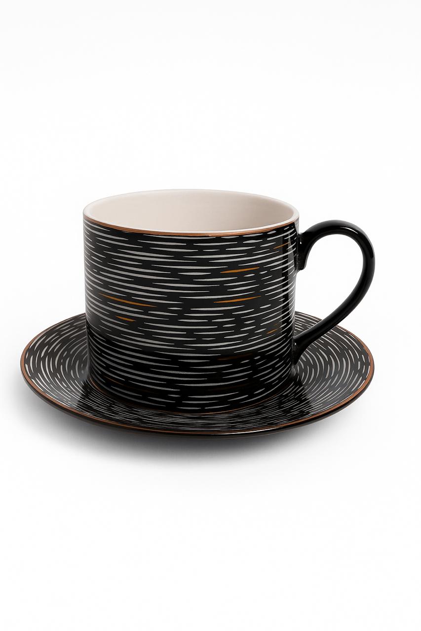 Modern Ceramic Tea Cup Set – 6 Pieces with Plates – Joy Home