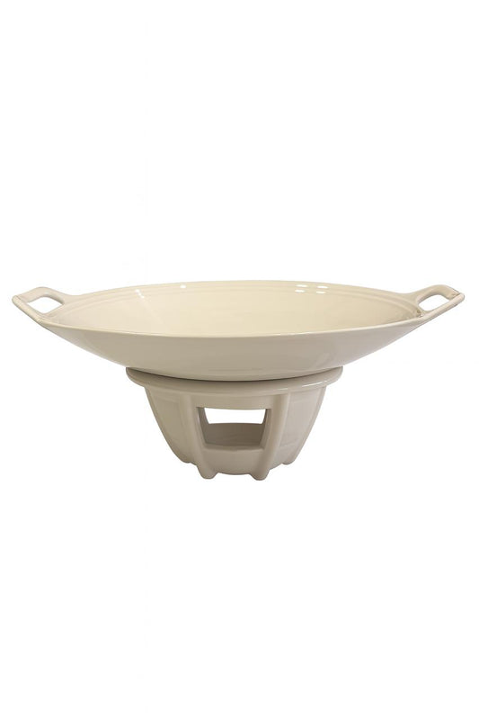 Porcelain Serving Bowl with Warmer Stand