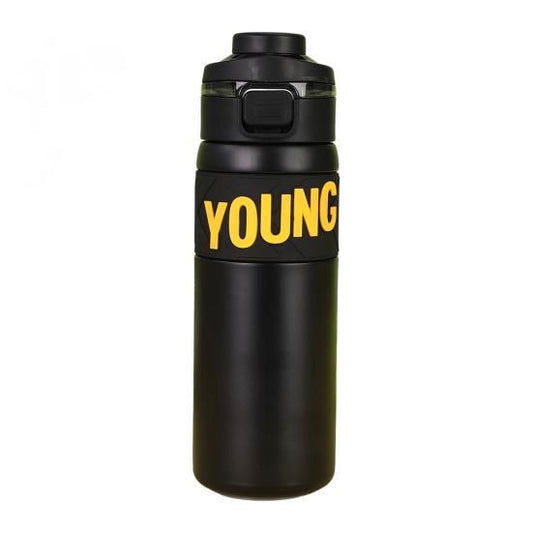 Black Sports Water Bottle – YOUNG” Design