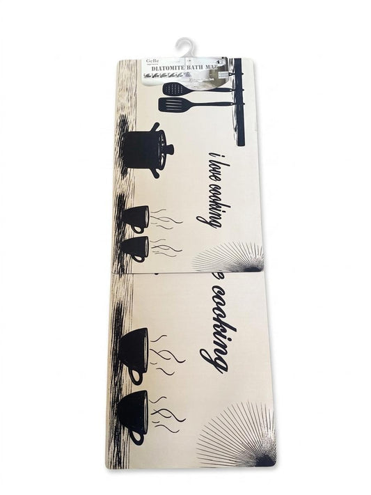 Diatomite Kitchen Drying Mat with Coffee Print Design