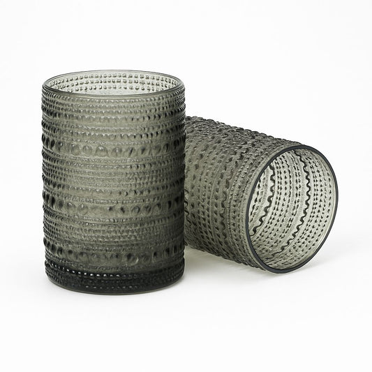 Charcoal Textured Glass Tumblers – Set of 6