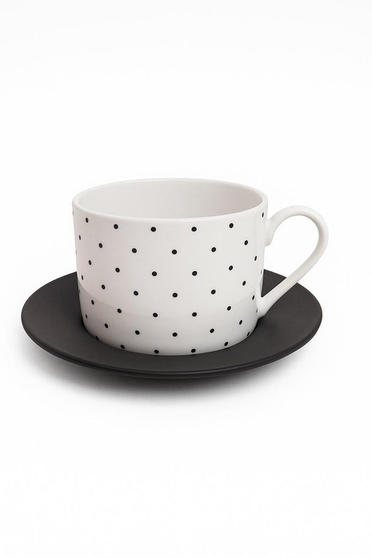 Polka Dot Tea Cup Set – 6 Pieces with Plates