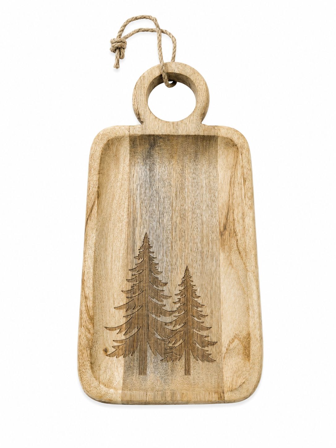 Wooden Serving Board with Pine Tree Design