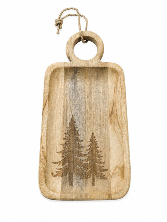 Wooden Serving Board with Pine Tree Design