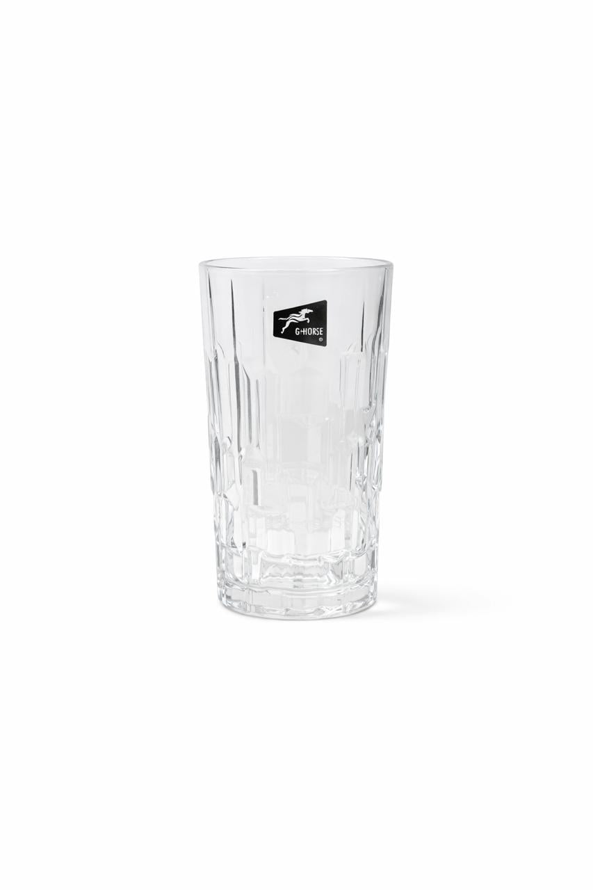 Textured Clear Glass Tumbler – Woven Design Set of 6