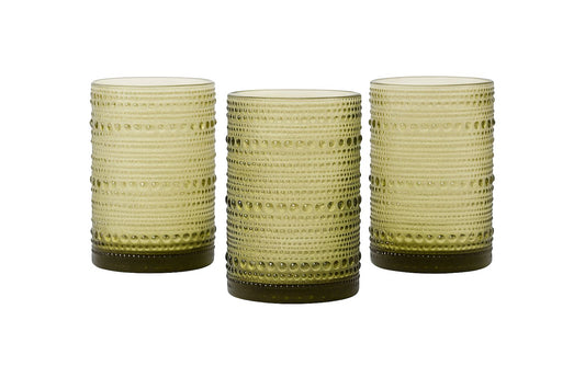 Olive Textured Glass Tumblers – Set of 6