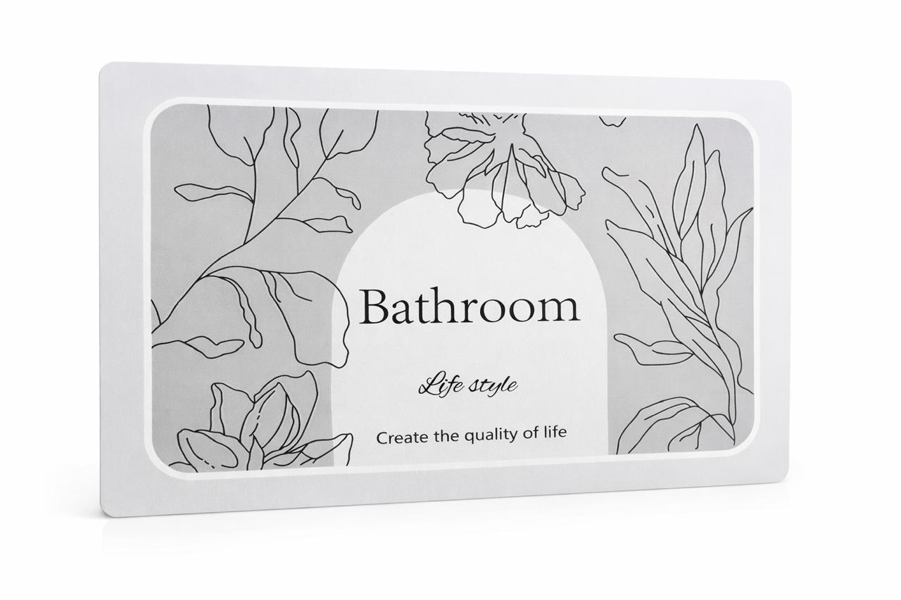 Diatomite Bathroom Mat with Minimal Floral Design