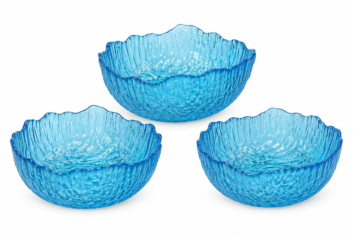 Textured Glass Serving Bowls – Set of 3 pieces S/M/L
