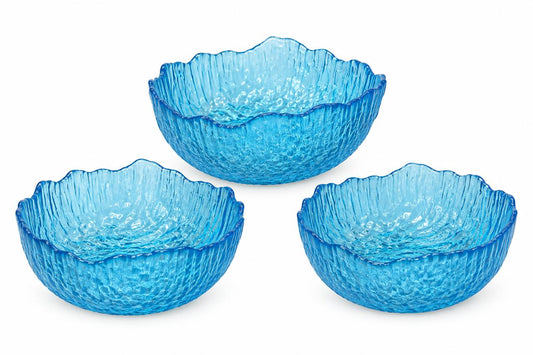 Textured Glass Serving Bowls – Set of 3 pieces S/M/L
