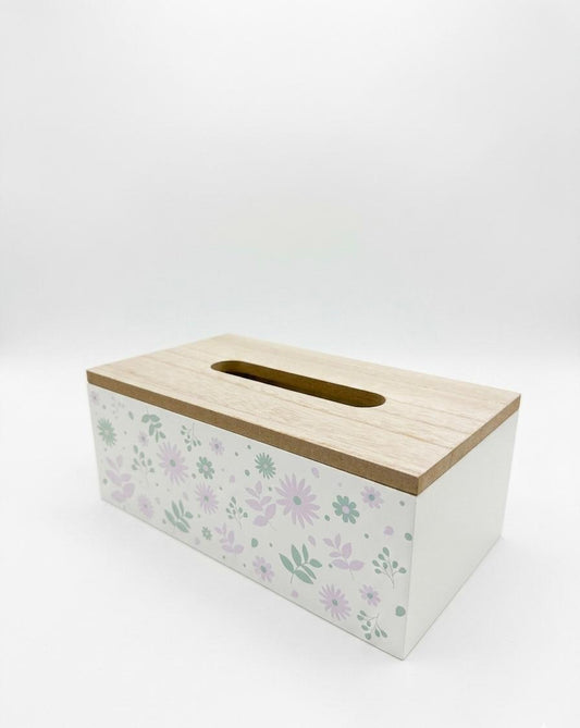 Pastel Floral Wooden Tissue Box
