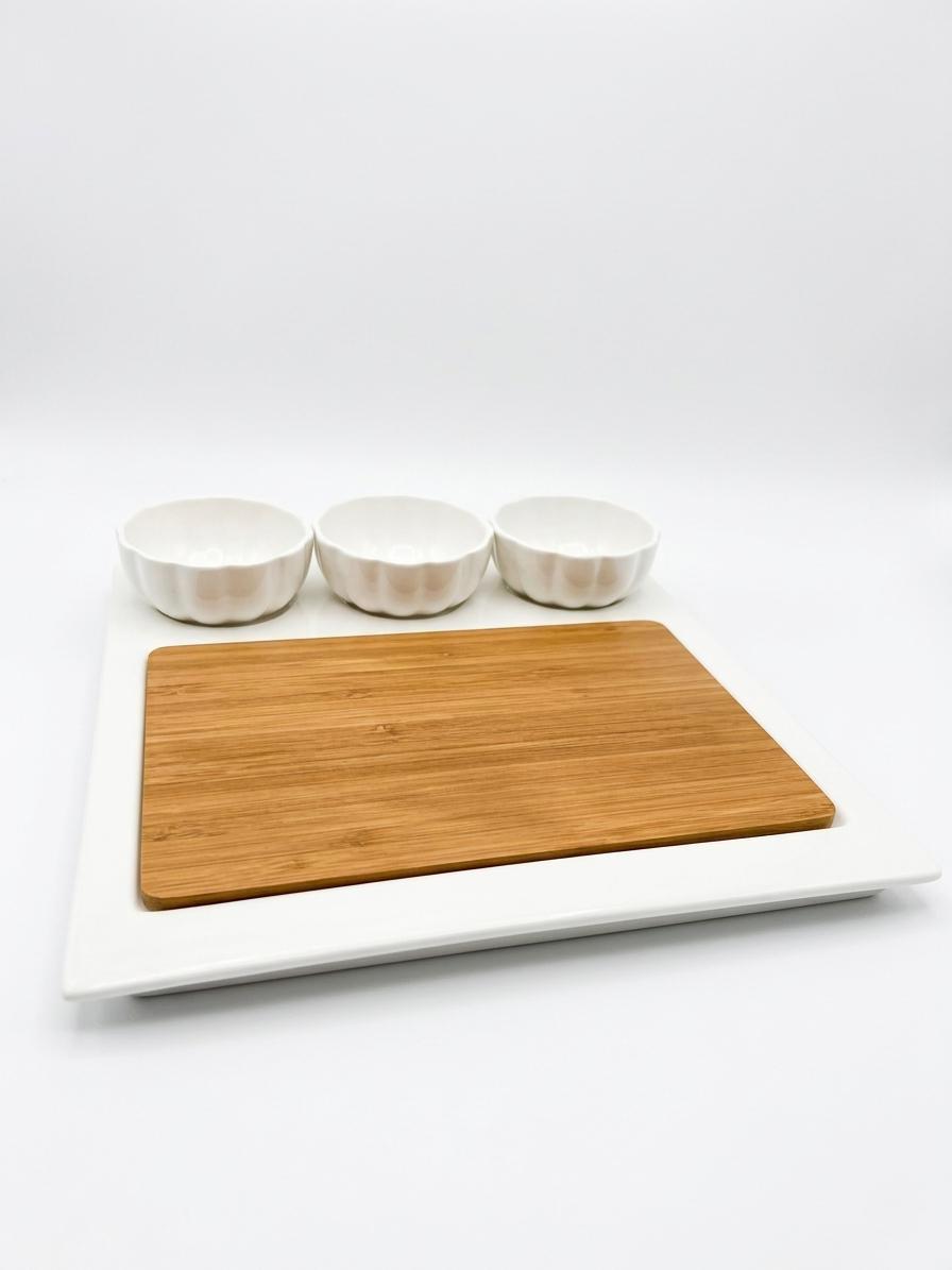 Serving Board Set with Dip Bowls