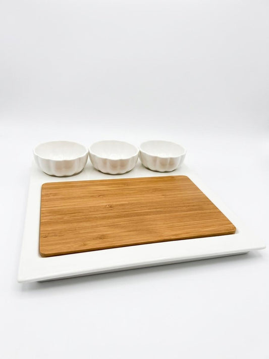 Serving Board Set with Dip Bowls