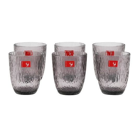 Smoky Ripple Glass Tumblers – Set of 6