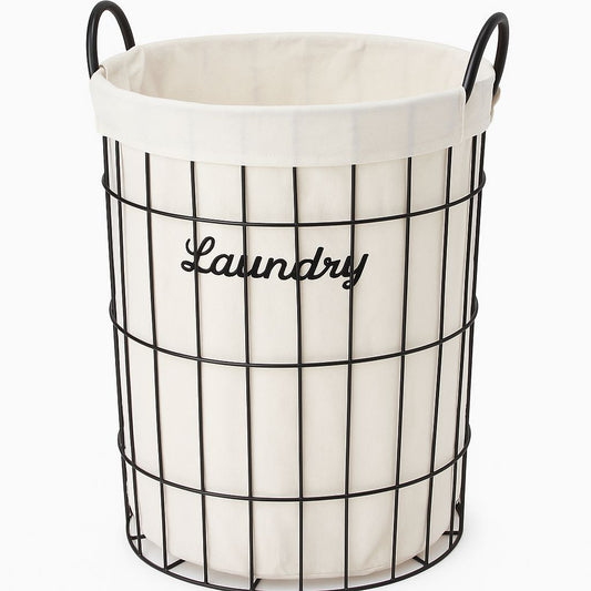 Wire Laundry Basket with Removable Fabric Liner