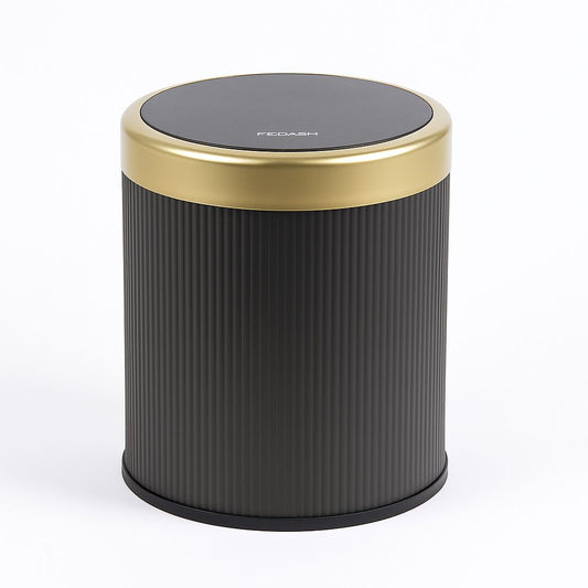 Black & Gold Round Waste Bin – 8L