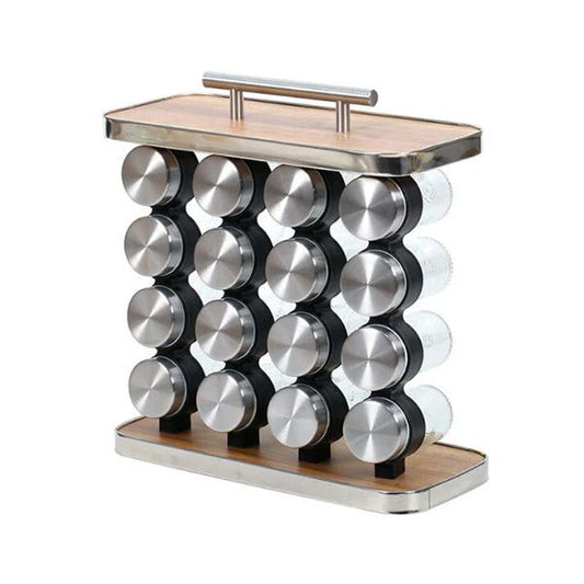 16-Piece Spice Jar Rack with Rotating Stand